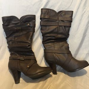 Rampage brown heeled boots!!